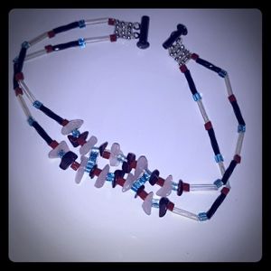 Handmade Glass bead and gemstone anklet
